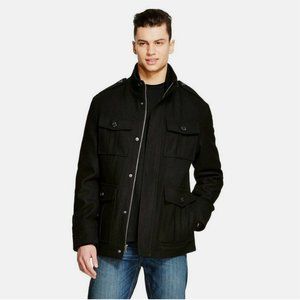 Merona Men's Four-Pocket Turtleneck Wool Coat Jacket Ebony Black - XXL